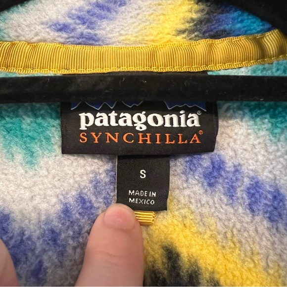 Patagonia Synchilla Snap T Fleece Pullover Print Timber Twist Navy Blue - Picture 4 of 5